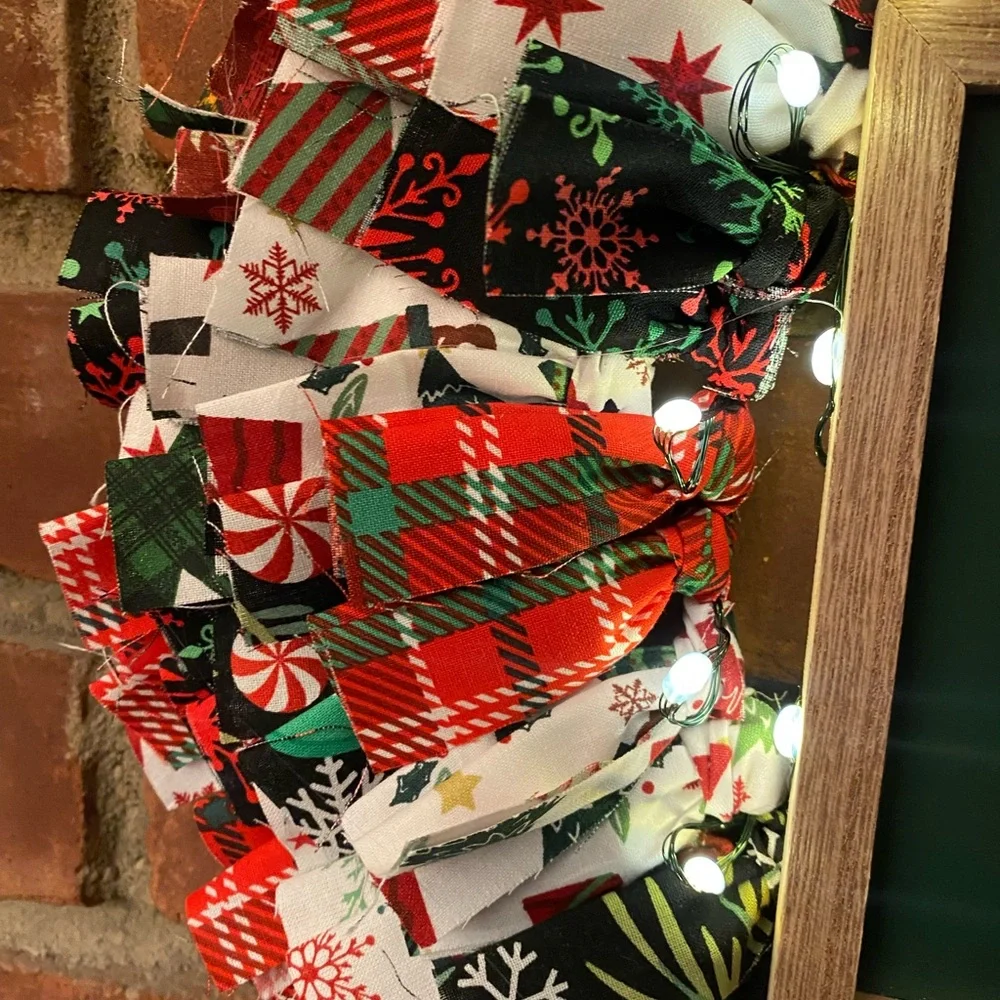 Merry Christmas and Happy New Year Rag Wreath